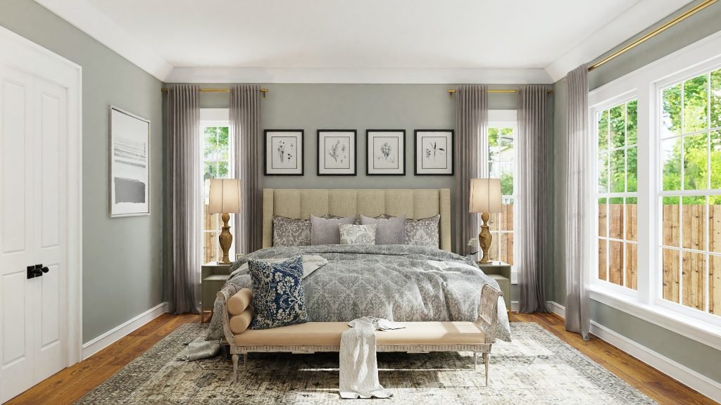 bedroom with silver walls fci london